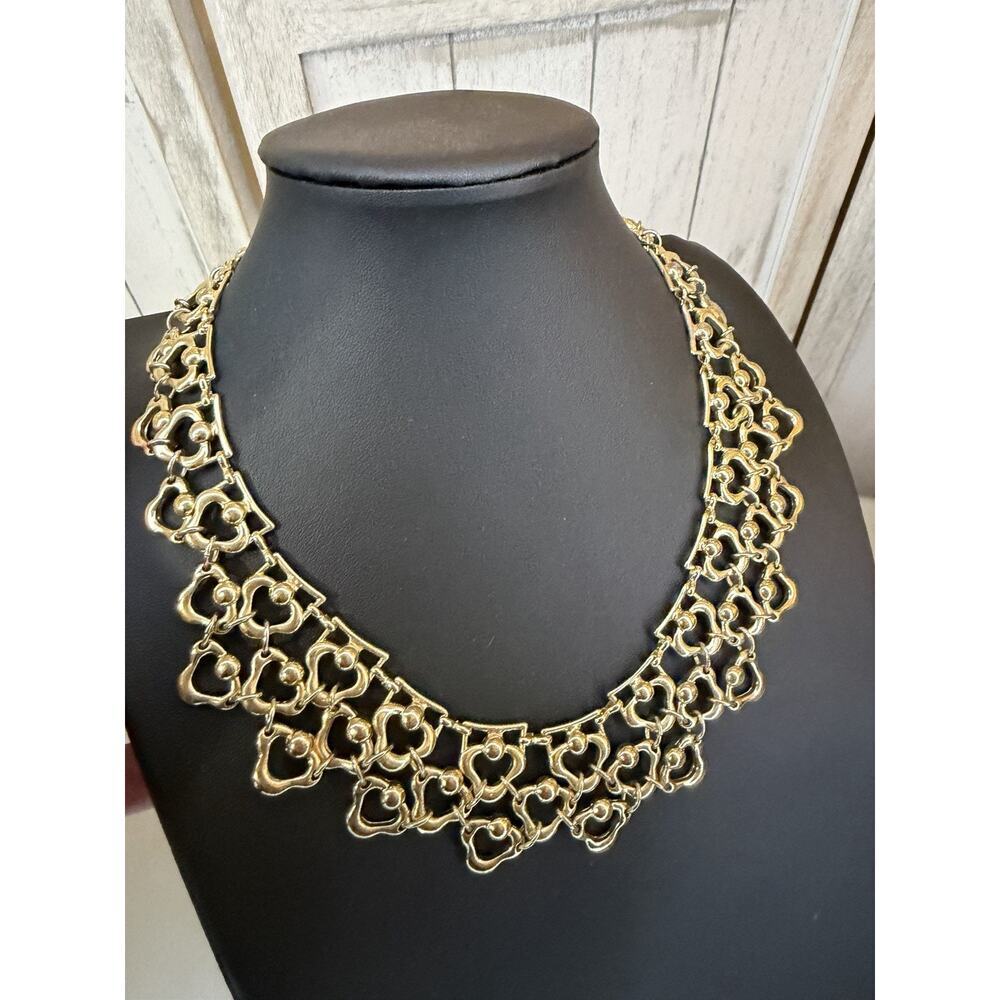 Boho Retro Gold Tone Metallic Collar Statement Necklace Unique